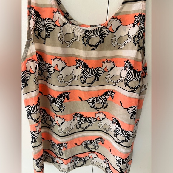 Emma Cook x Topshop 100% silk tank sleeveless zebra print unique blouse sz 6 - Picture 4 of 7